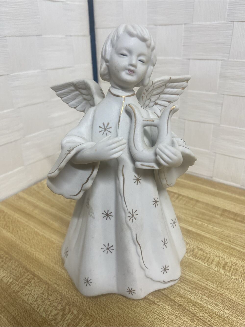 1960’s Schmid Bisque Angel Music Box “Silent Night” Windup 8" Christmas Japan